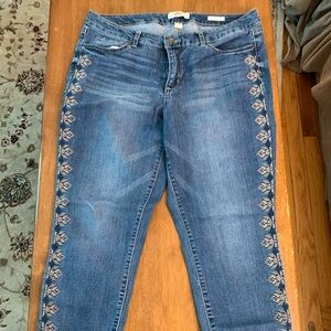 Vintage America Blue Embroidered Side-Trim Skinny Jeans